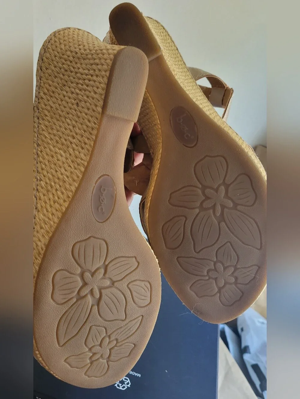 Metallic Champagne Women's Floral Espadrille Wedge Sandals